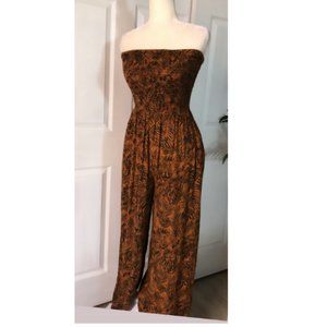 Forever 21 Palm Leaf Print Off the ShoulderJumpsuit